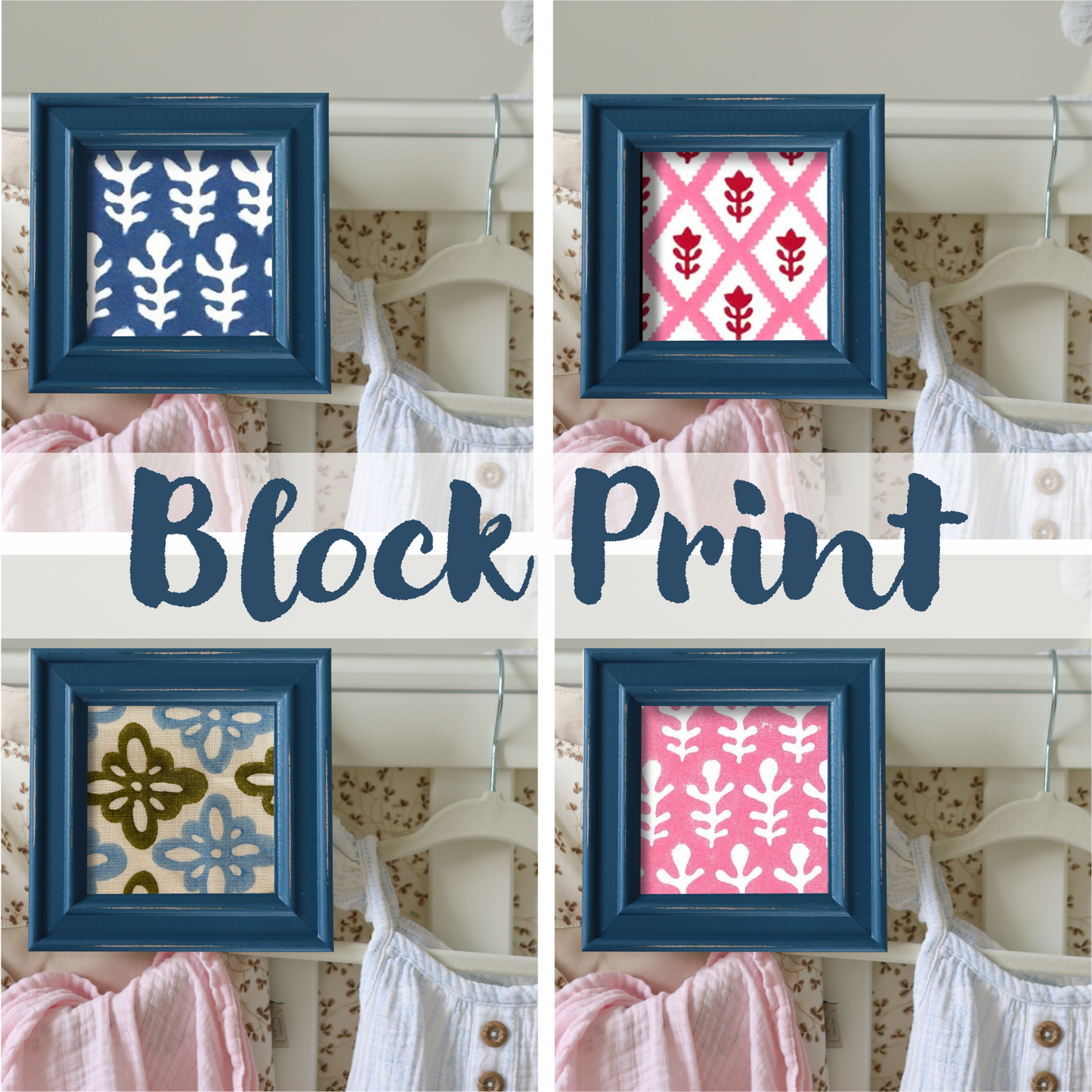 Blue Frame - Block Print